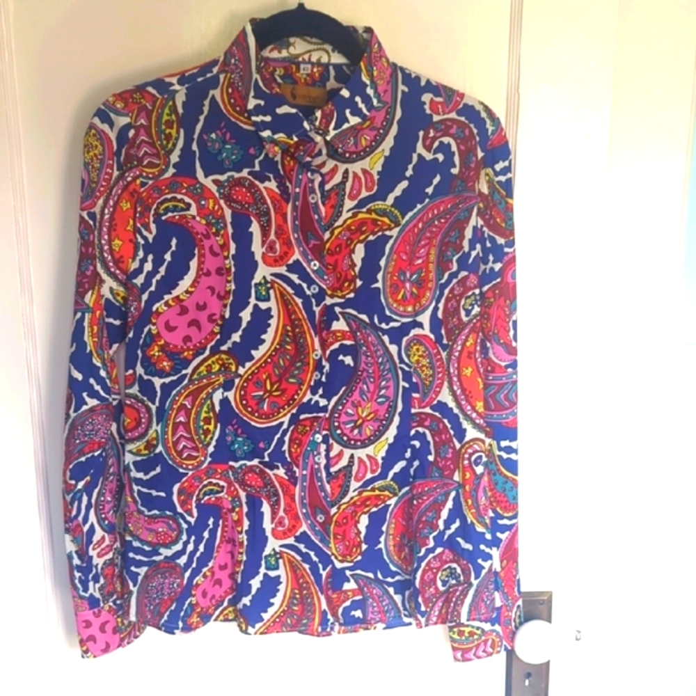 Thin Cotton High End Paisley Button-Up Shirt Sz M